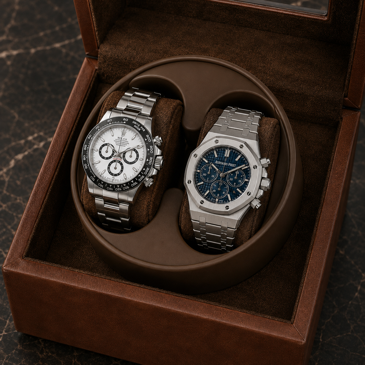 Dual Watch Winder - Leather