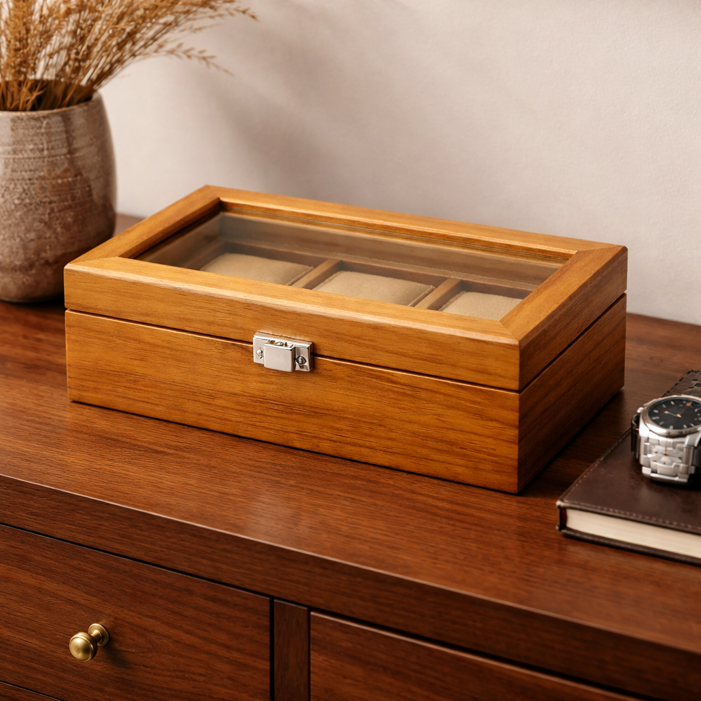 BOITE 3 MONTRES - BOIS CLAIR