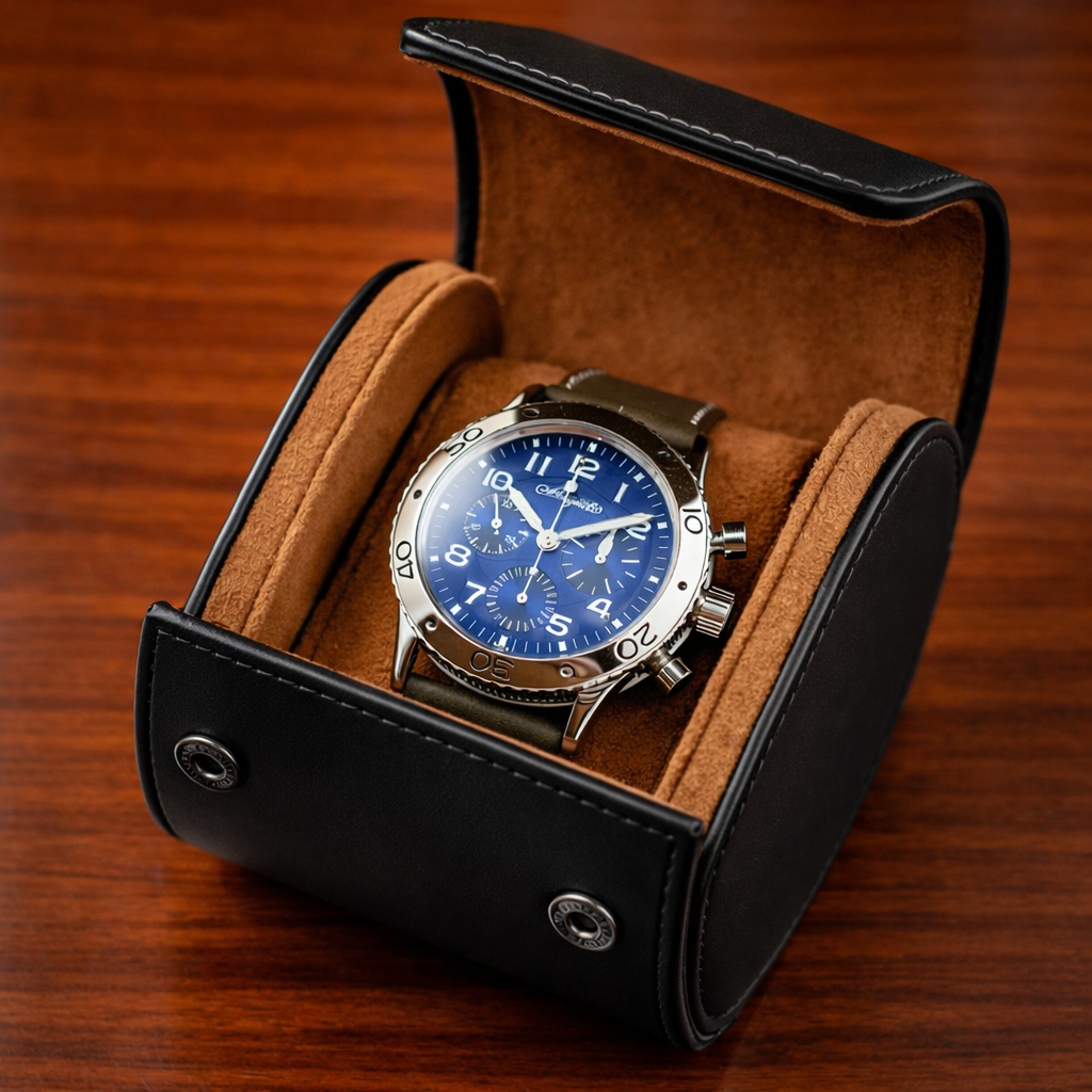 ETUIS DE VOYAGE 1 MONTRE - CUIR NOIR