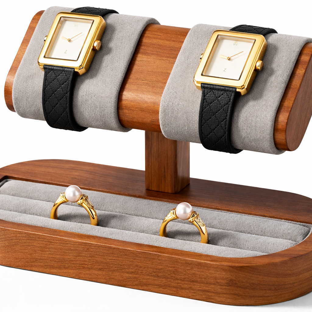 SUPPORT DE MONTRE EN BOIS - PORTE MONTRE POUR VITRINE