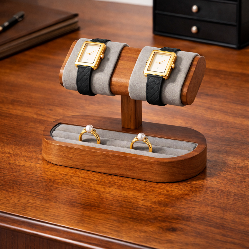 SUPPORT DE MONTRE EN BOIS - PORTE MONTRE POUR VITRINE