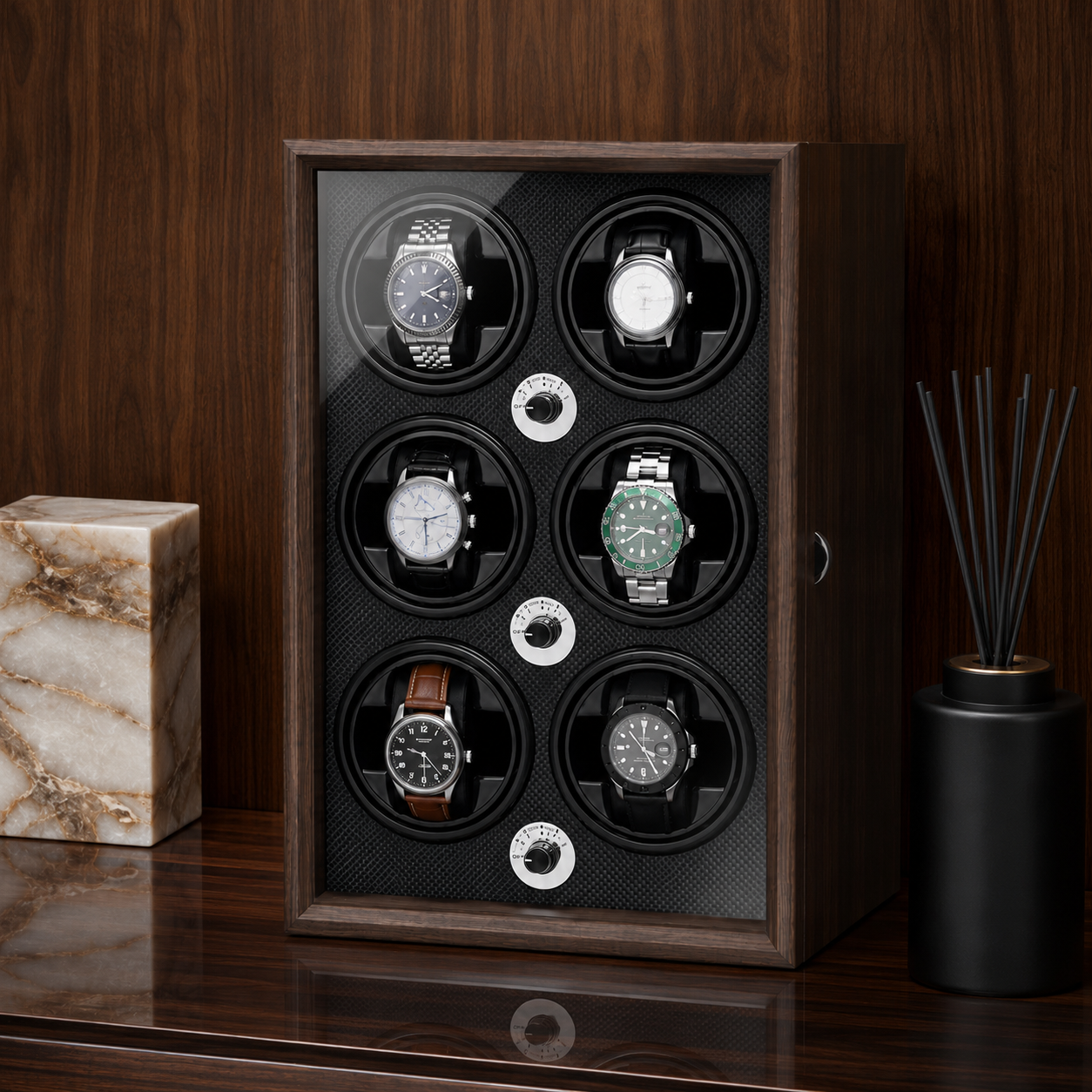 6 Watch Winder – Wood / Black