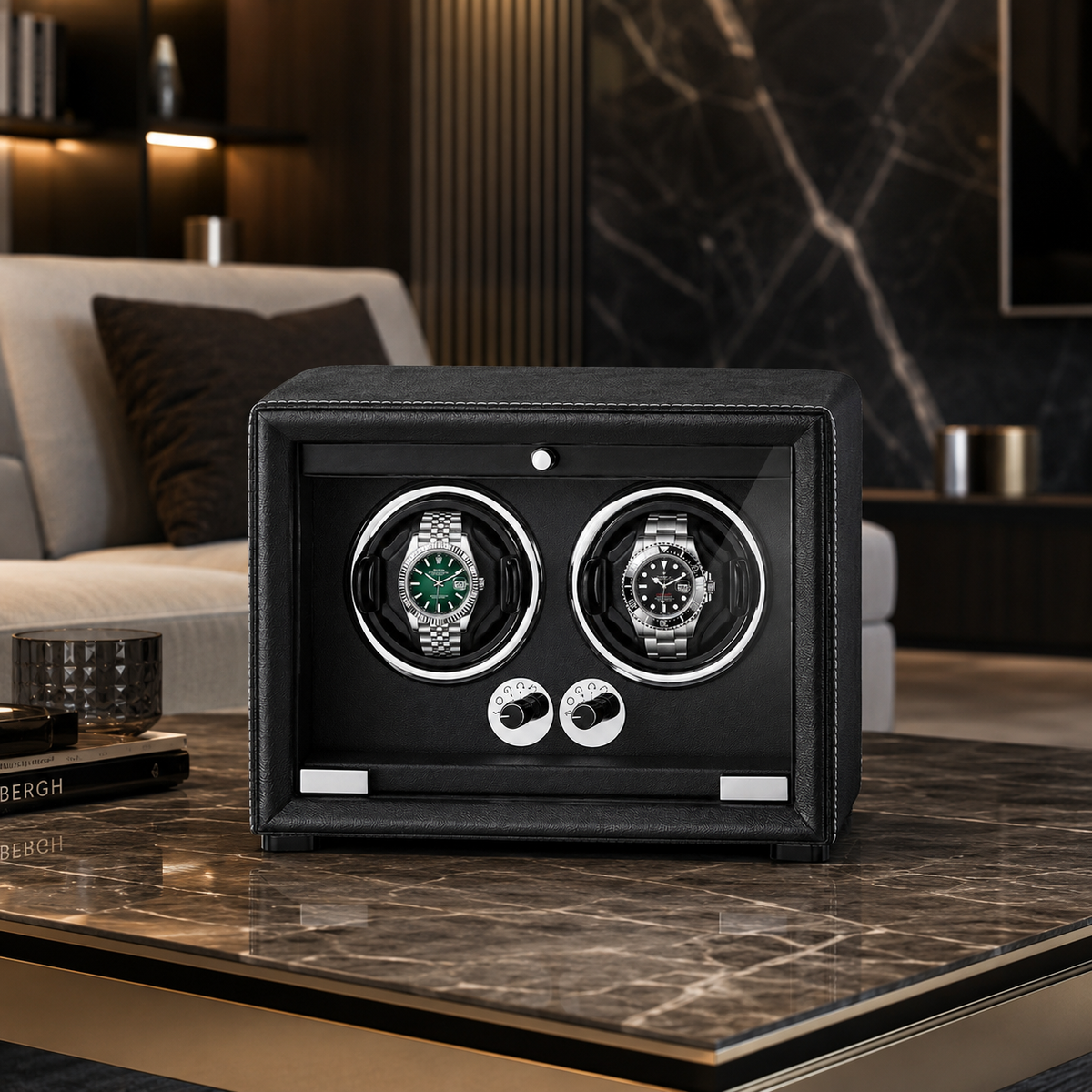 2-Watch Automatic Watch Winder – Leather