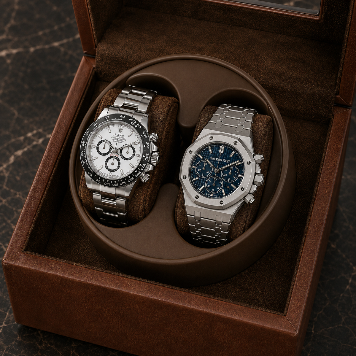 Dual Watch Winder - Leather