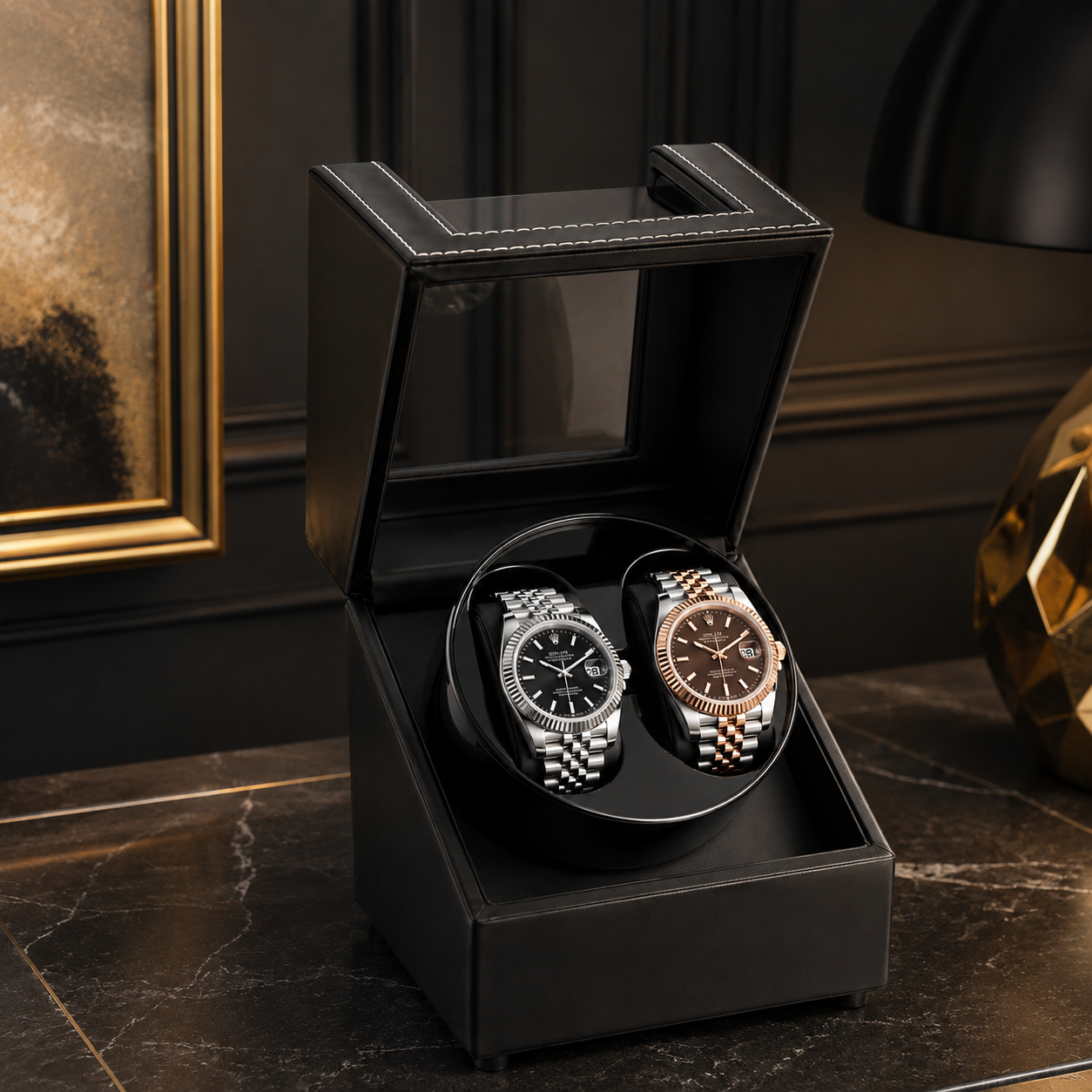 Dual Watch Winder - Leather