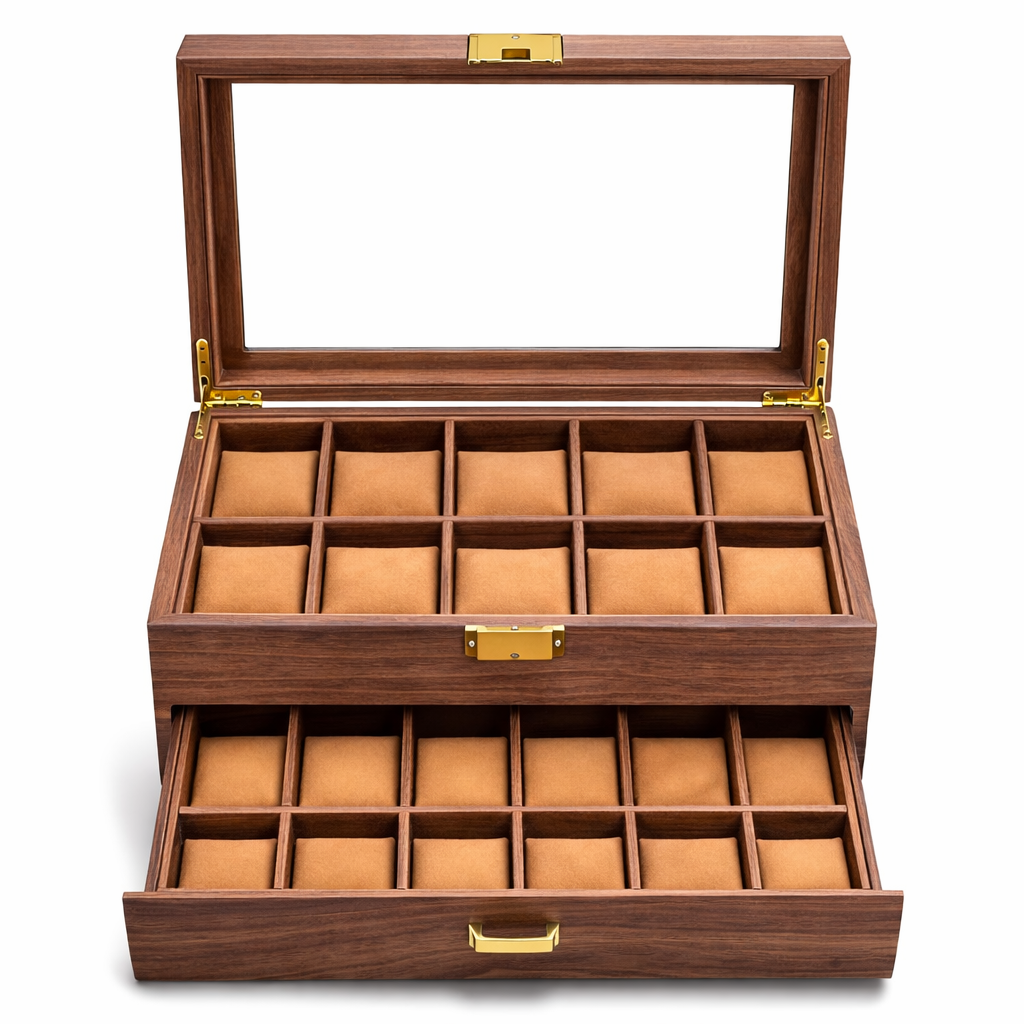 BOITE 24 MONTRES - BOIS CLAIR