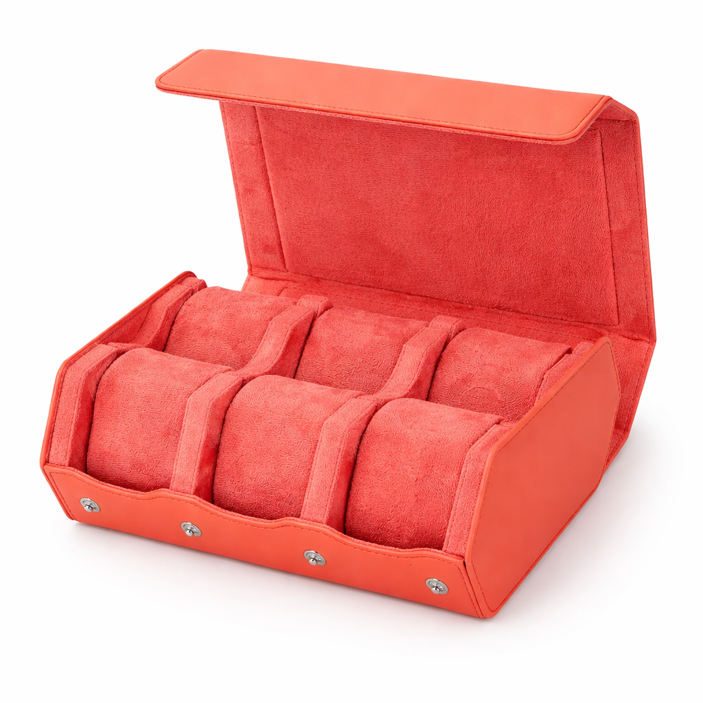 ETUIS 6 MONTRES - CUIR ORANGE