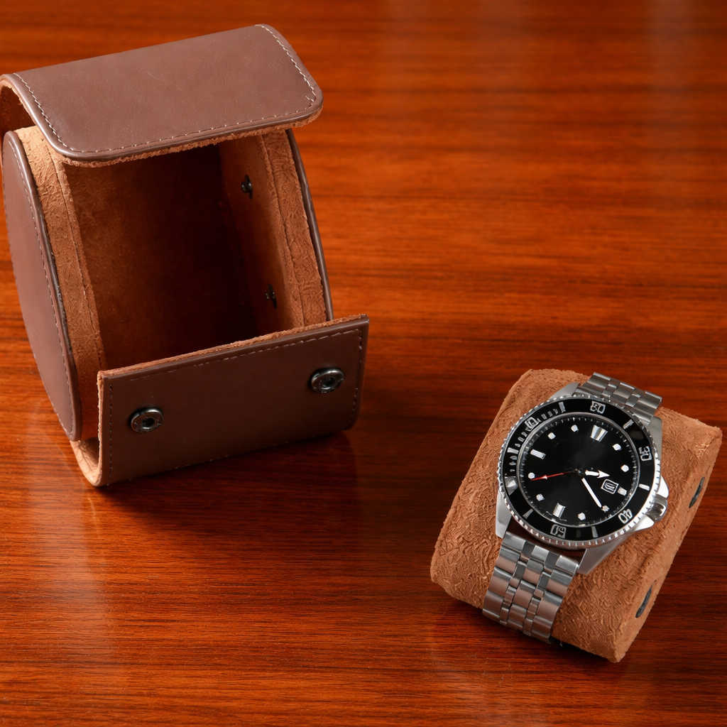 ETUIS DE VOYAGE 1 MONTRE - CUIR BRUN