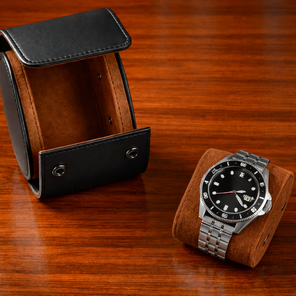 ETUIS DE VOYAGE 1 MONTRE - CUIR NOIR