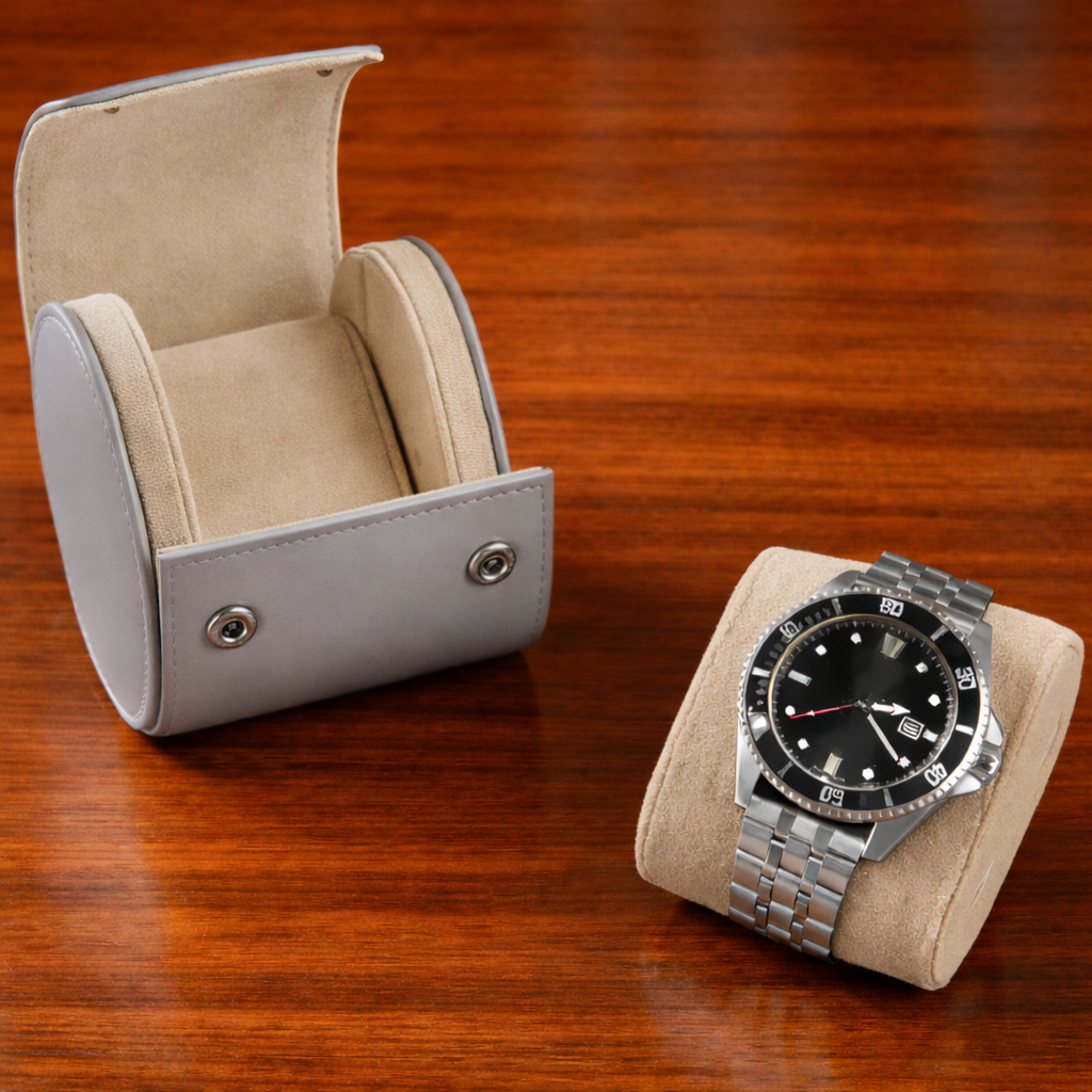 ETUIS DE VOYAGE 1 MONTRE - CUIR GRIS